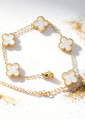 Pearl Gold Clover Bracelet "Adjustable"