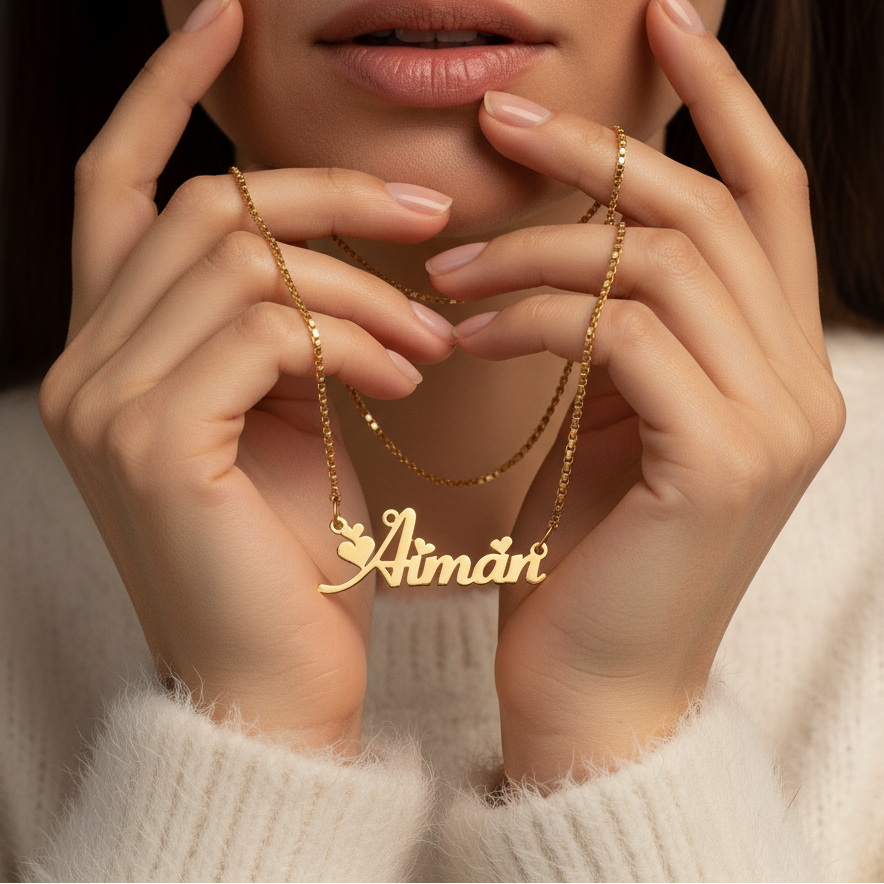 Fiolex Hearts Personalized Name Necklace