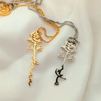 Birth Flower Script Personalized Name Necklace