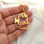 Butterfly Heart Script Personalized Name Necklace