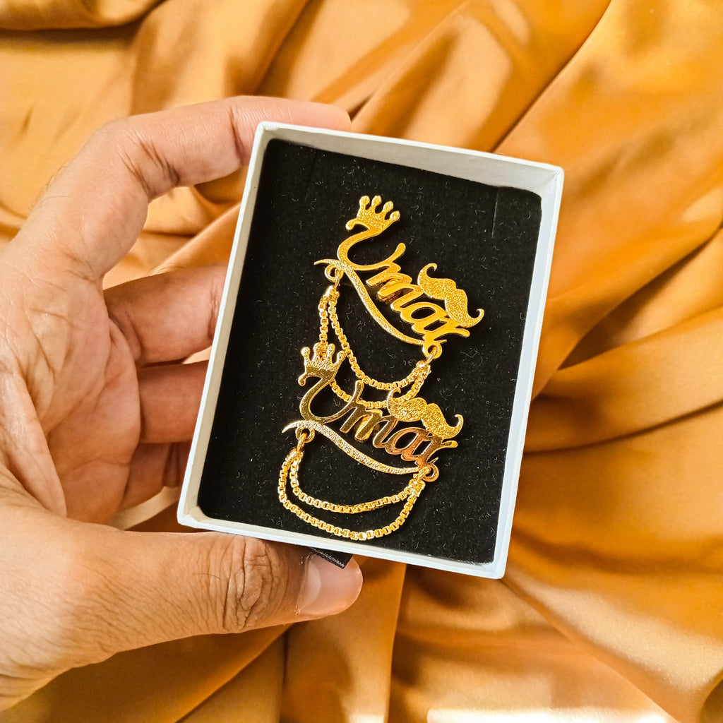 Customized Classic Mustache with Chain Cufflinks Pair For Men