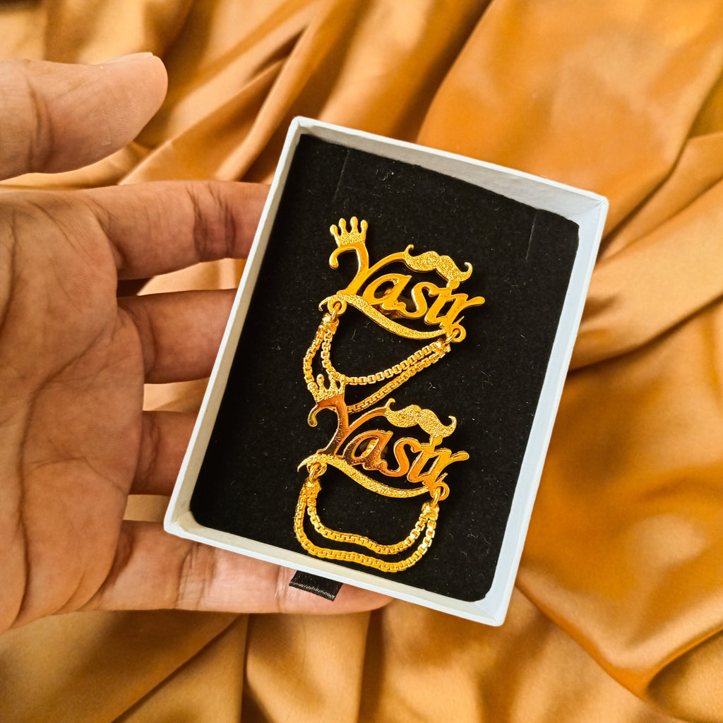 Customized Classic Mustache with Chain Cufflinks Pair For Men