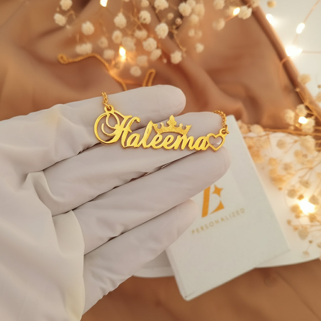 Glitter Queen Name Necklace
