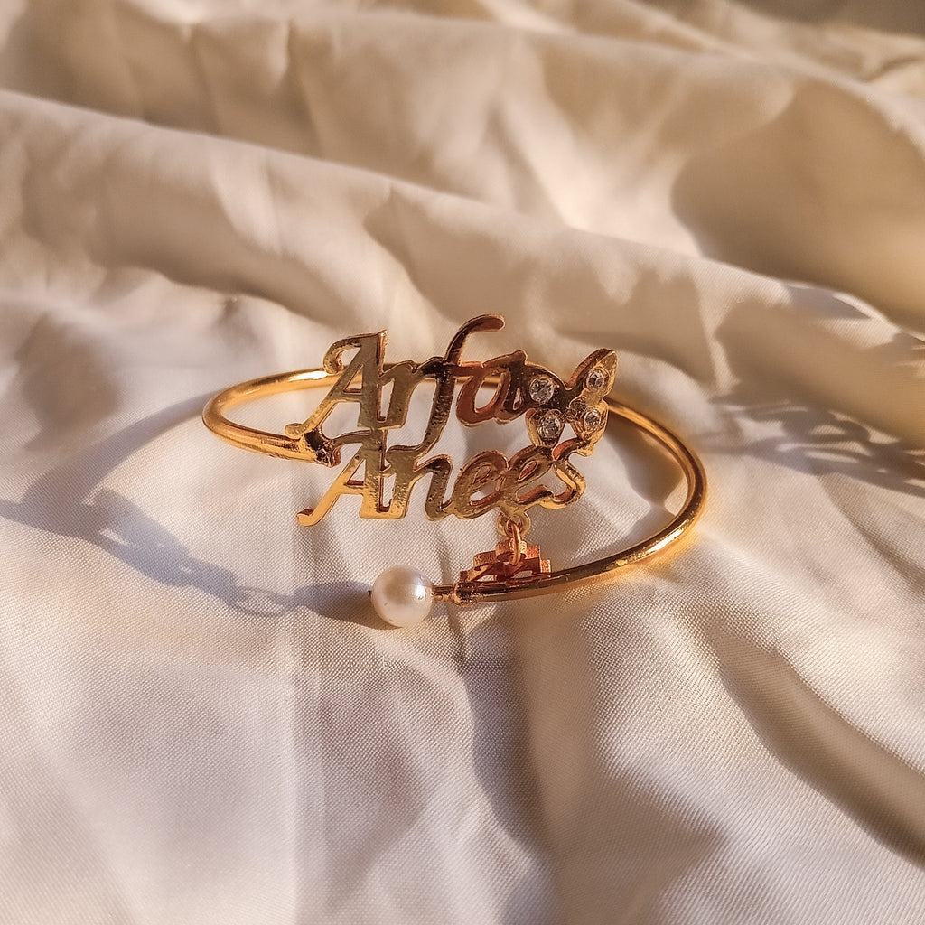 Personalized Pearl Butterfly Name Bangle