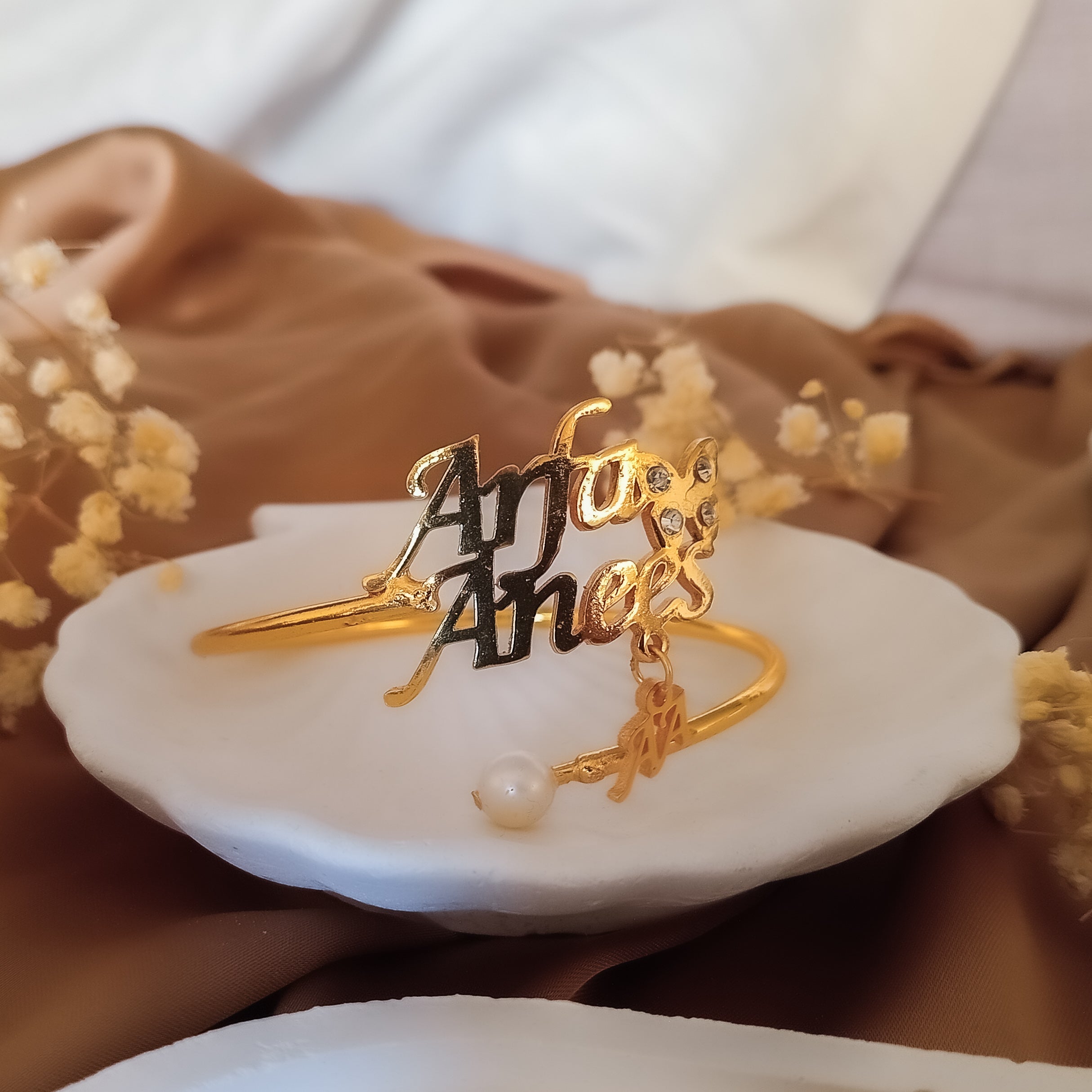 Personalized Pearl Butterfly Name Bangle