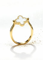 Pearl Gold Clover Ring