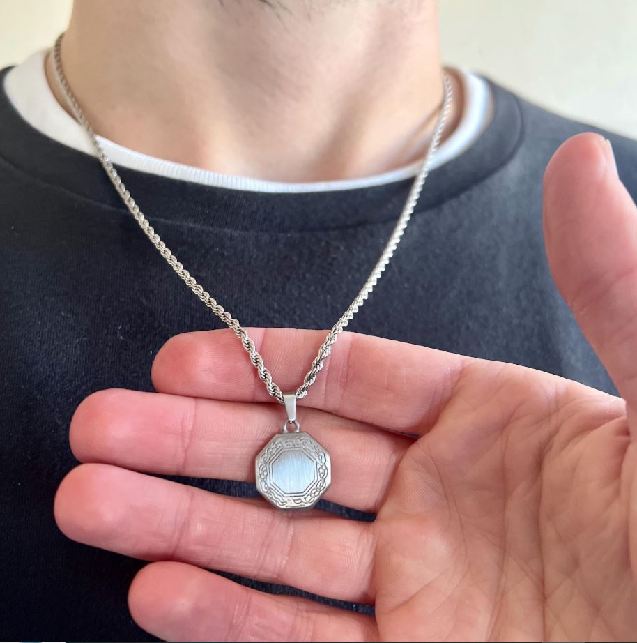 Octagon Greek Pendant "Adjustable Chain"