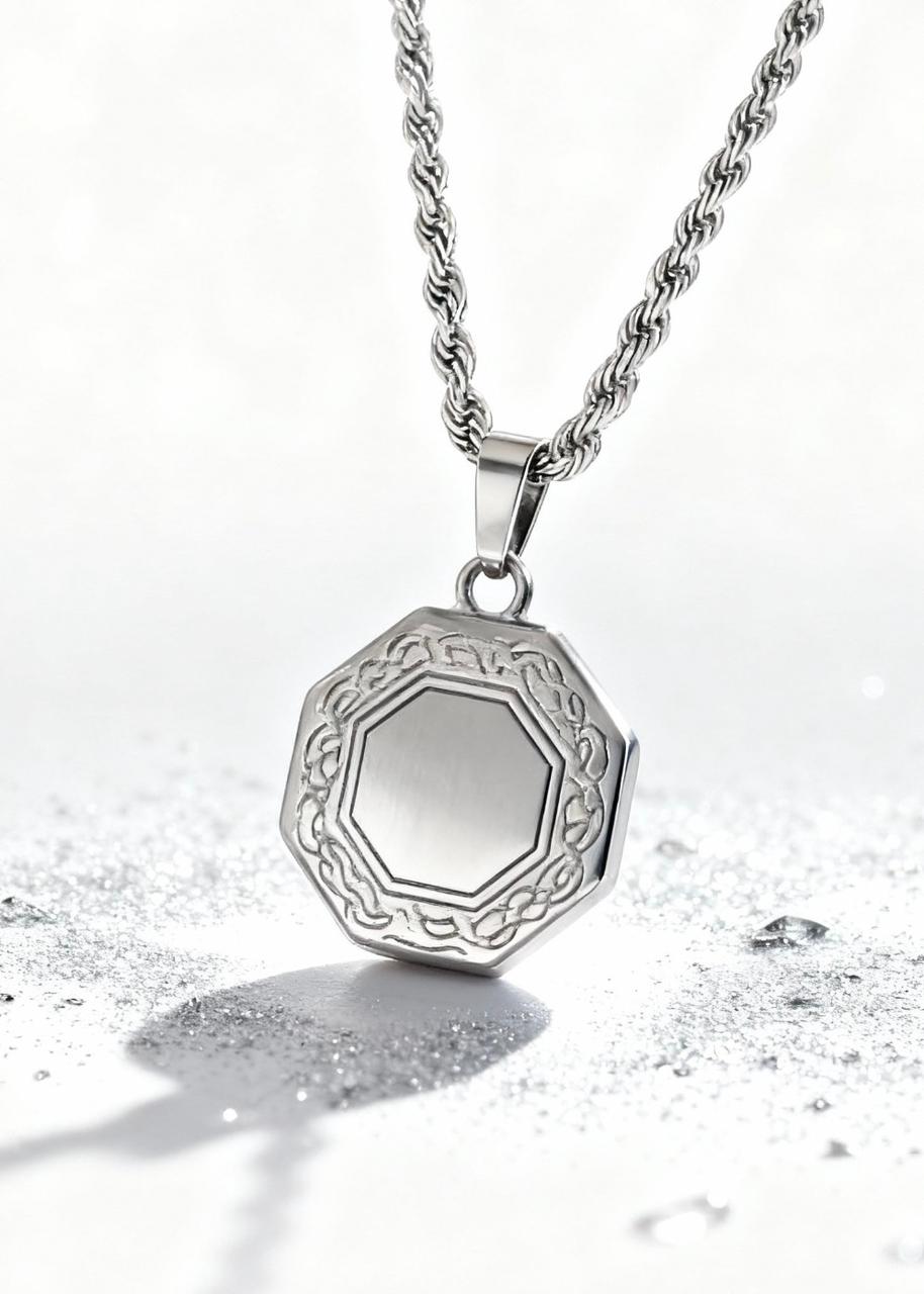 Octagon Greek Pendant "Adjustable Chain"