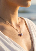 Natural Pink Pearl Pendant Necklace "Adjustable Chain"