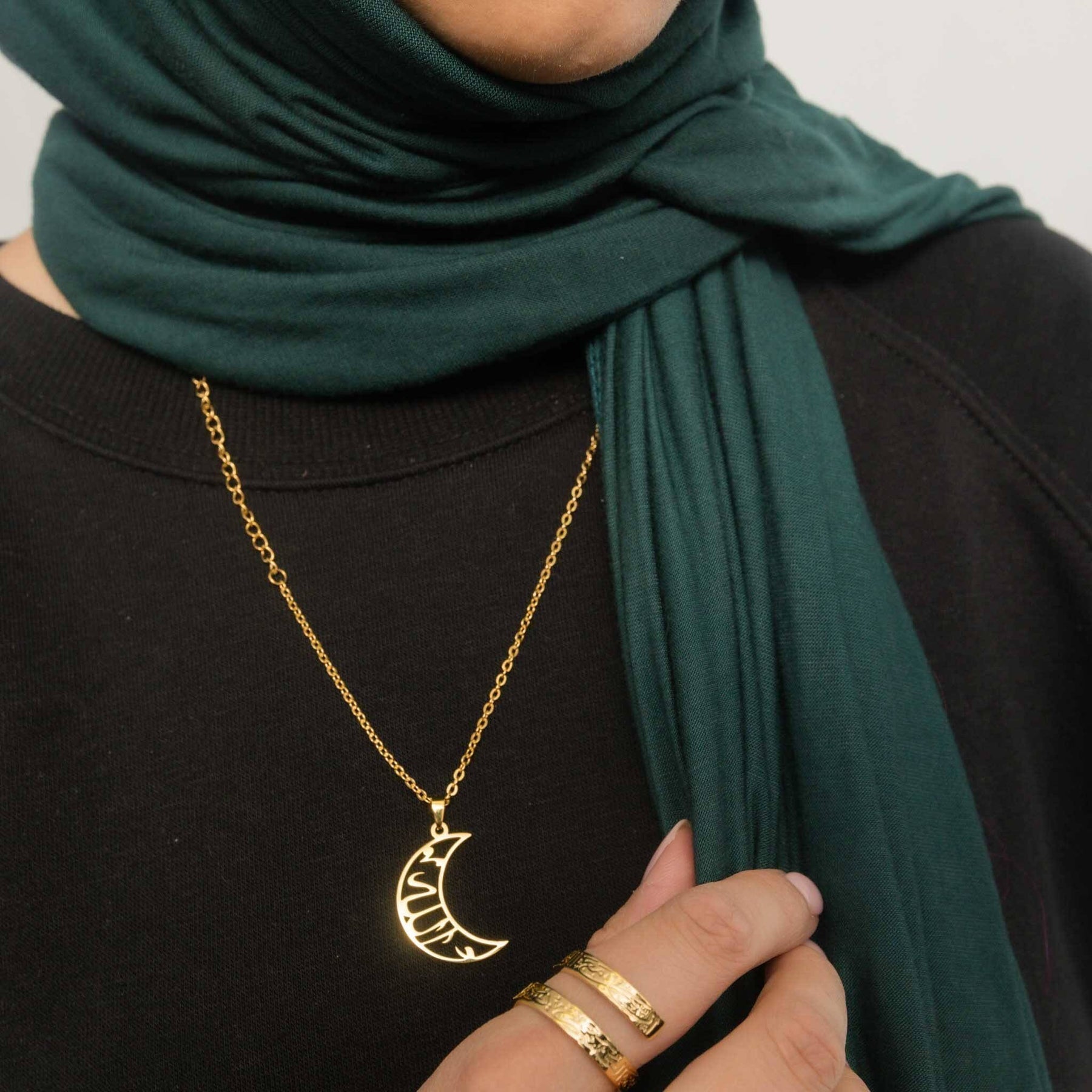 Allah | الله Calligraphy Crescent Necklace