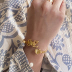 Personalized Initial Heart Name Bangle