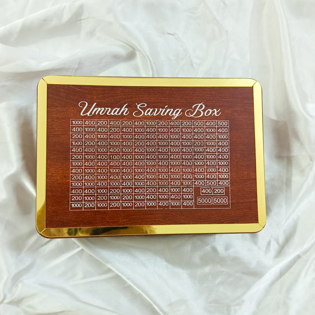 Umrah Saving Box – Wooden Umrah Saving Box – 280 Days Savings Plan – Islamic Halal Money Jar for Hajj & Umrah – Daily Pilgrimage Savings Tracker – Gift for Muslims Money Saving Box