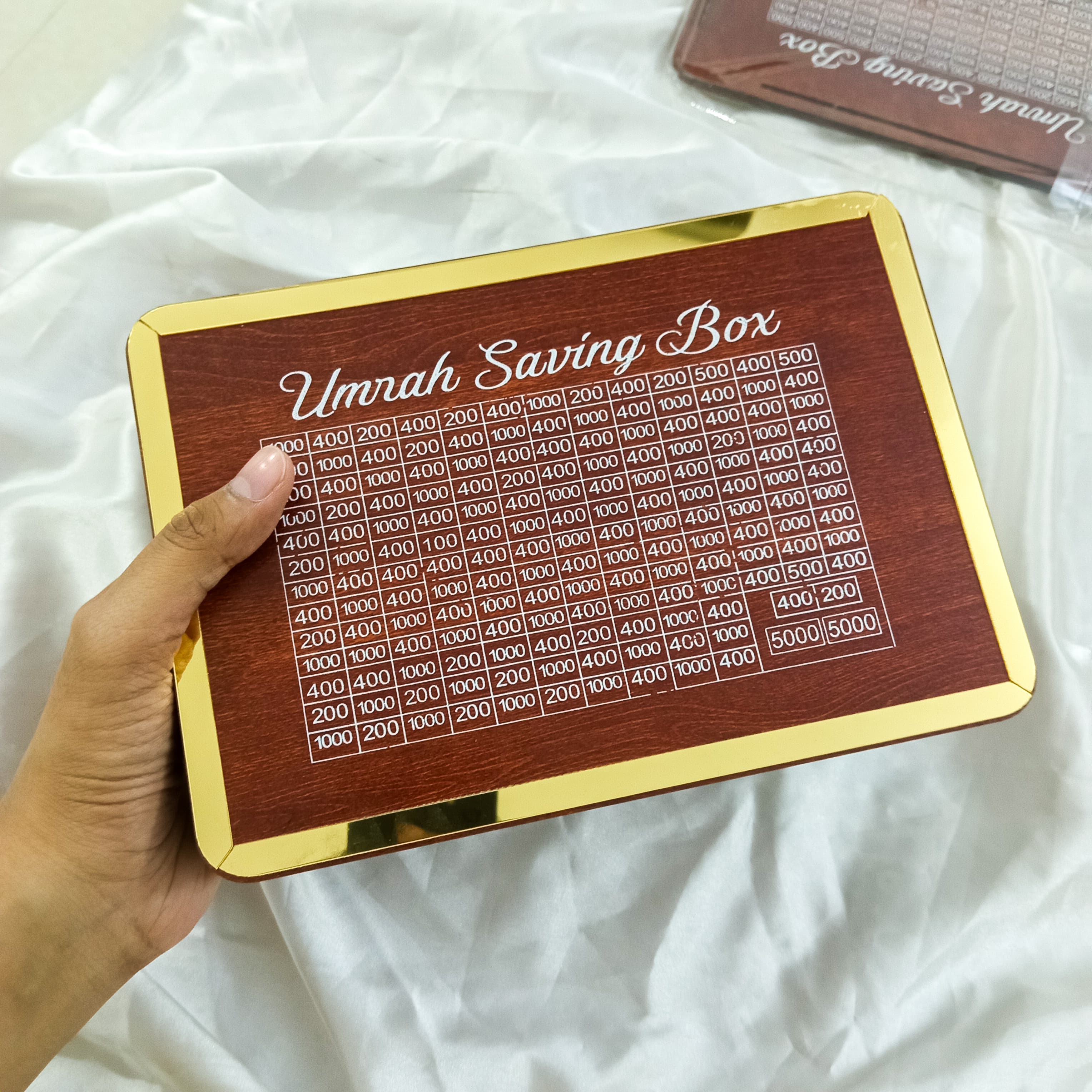 Umrah Saving Box – Wooden Umrah Saving Box – 280 Days Savings Plan – Islamic Halal Money Jar for Hajj & Umrah – Daily Pilgrimage Savings Tracker – Gift for Muslims Money Saving Box