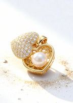 Open Heart Pearl Pendant "Adjustable Chain"