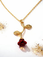 Falling Rose Pendant "Adjustable Chain"