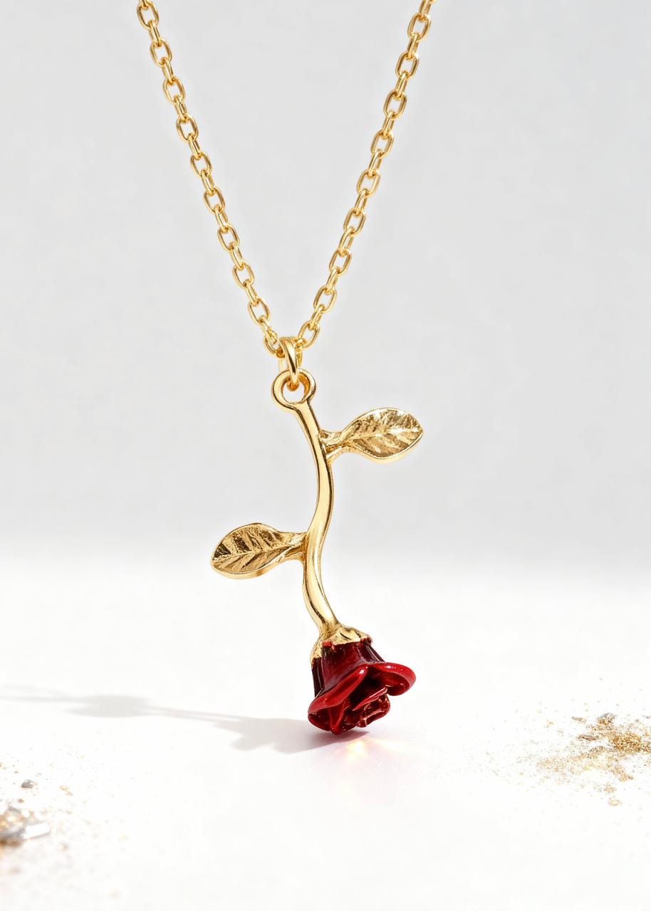 Falling Rose Pendant "Adjustable Chain"