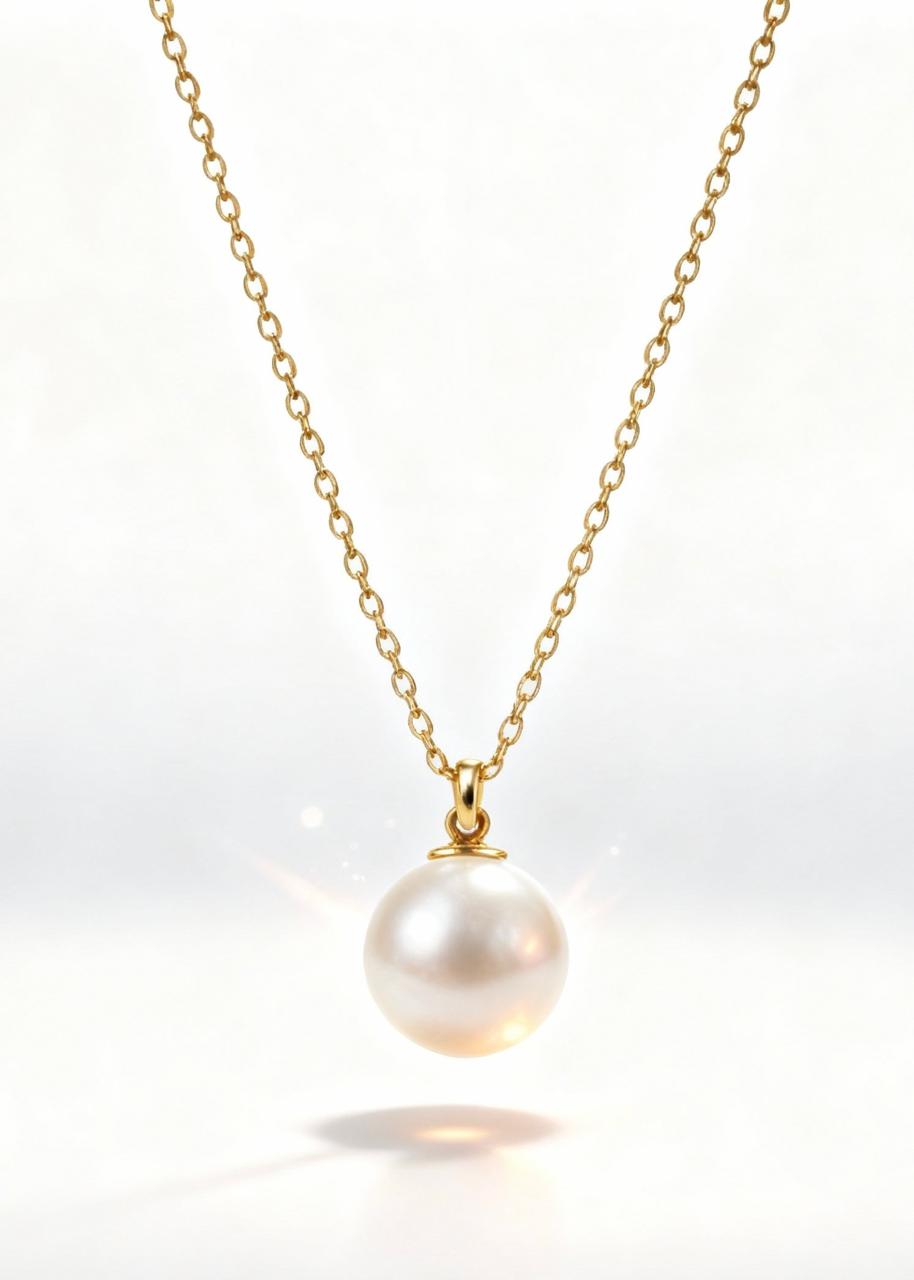 IVORY WHITE Pearl Pendant Necklace "Adjustable Chain"