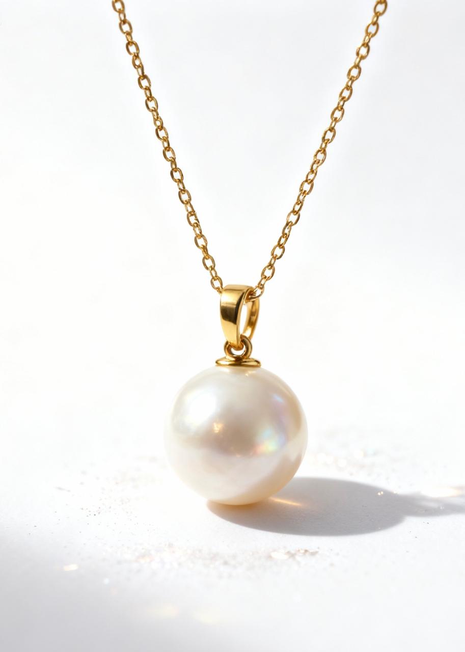 IVORY WHITE Pearl Pendant Necklace "Adjustable Chain"