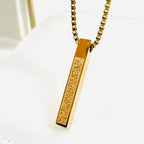 Ayat-Ul-Kursi 3D Bar Necklace For Men & Women (Gold Plated)