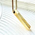 Ayat-Ul-Kursi 3D Bar Necklace For Men & Women (Gold Plated)