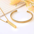 Pack of 2 Ayat-Ul-Kursi Cuff Bracelet and Bar Necklace For Men & Women (Gold Plated)
