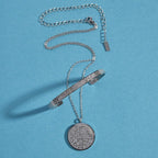 Pack of 2 Ayat-Ul-Kursi Cuff Bracelet and Round Necklace For Men & Women